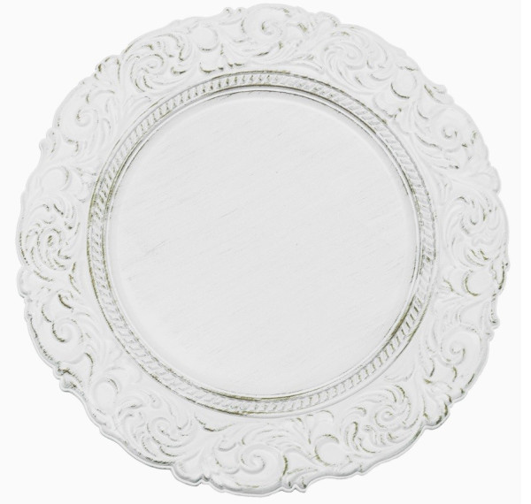 Antique White Acrylic Charger Plate 13" -