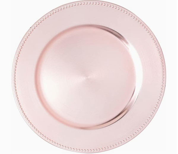 Blush Beaded Edge Acrylic Charger 13"