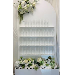 White Floral Champagne Wall