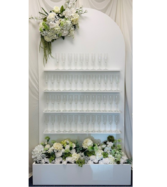 White Floral Champagne Wall