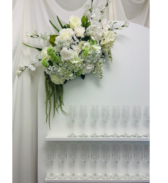 White Floral Champagne Wall