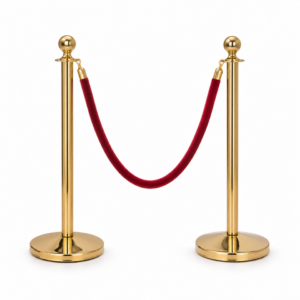 Gold Stanchion with Red Velvet Rope Set