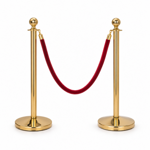 Gold Stanchion with Red Velvet Rope Set
