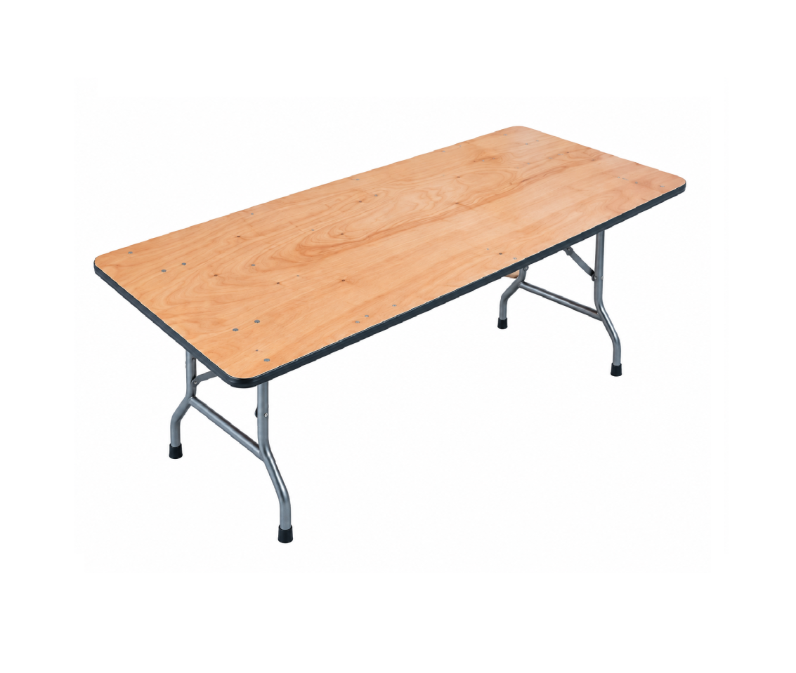 Children's 6 Ft Rectangular Plywood Table W / Folding Legs